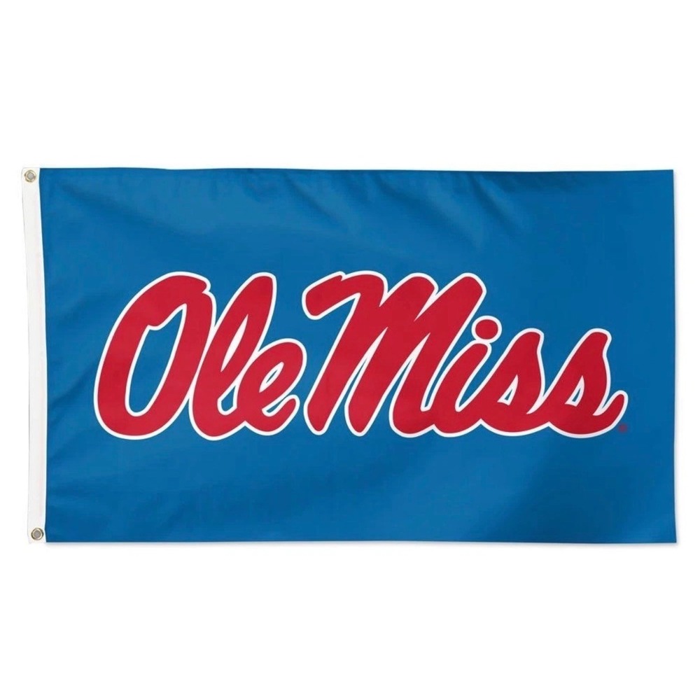 Ole Miss Rebels Flag University of Mississippi Script Logo Navy Blue 3x5 Banner